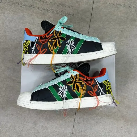 Vintage Y2K Adidas Superstar Low Top Shoes Mens 10 Wotherspoon Black - Picture 3 of 11